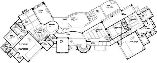 6879 Spanish Modern Lakehouse Floorplan 1st Floor Thumbnail