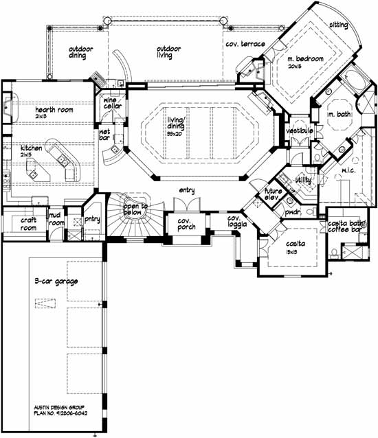 6042 Texas French Chateau Floorplan 1st Floor Thumbnail