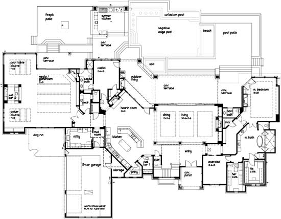 8518 Texas Hill Country Lakehouse Floorplan 1st Floor Thumb